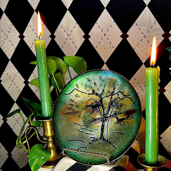 Copper Enamel Art Plate | Vibrant Hand-Fired Colors • One-of-a-Kind - Picture 5 of 13